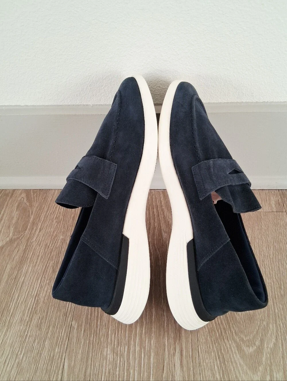 Wolf & Shepherd Crossover Loafer In Navy Suede